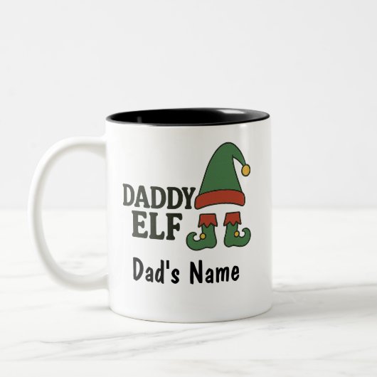Personalized Daddy Elf Mug – Custom Christmas Gift ツートーンマグカップ (左)