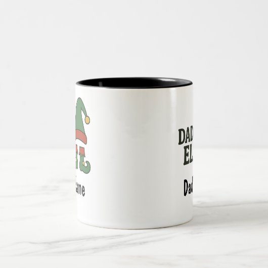 Personalized Daddy Elf Mug – Custom Christmas Gift ツートーンマグカップ (中央)