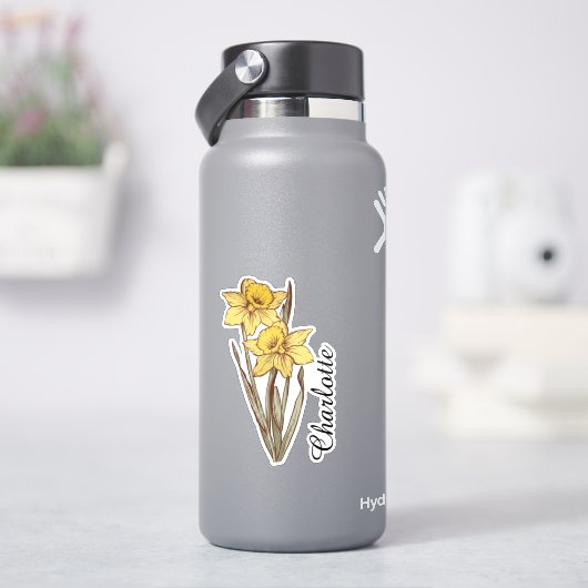 Personalized Daffodil Name Custom Floral Stainless シール (HydroFlask)