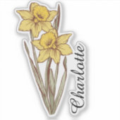 Personalized Daffodil Name Custom Floral Stainless シール (正面)