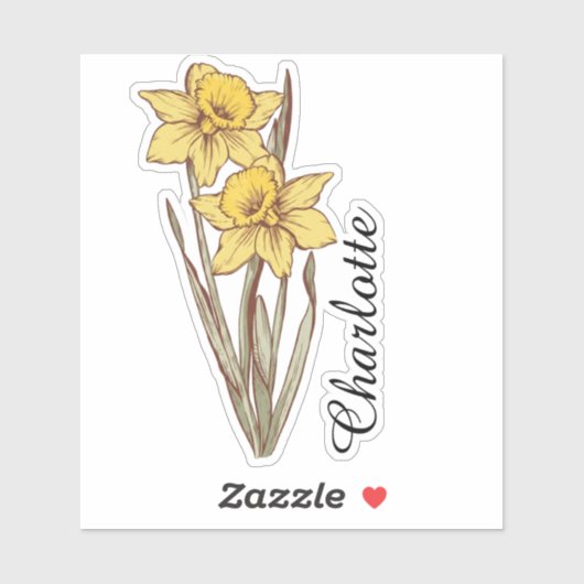 Personalized Daffodil Name Custom Floral Stainless シール (シート)