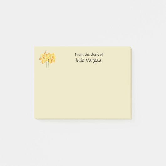 Personalized daffodil yellow Post it notes ポストイット (正面)