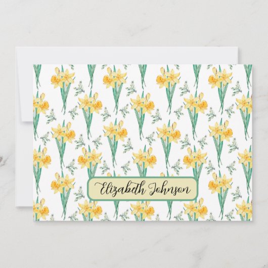 Personalized Daffodils Floral Botanical Note Card ノートカード (正面)