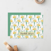 Personalized Daffodils Floral Botanical Note Card ノートカード (正面/裏面インサイチュ)