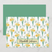 Personalized Daffodils Floral Botanical Note Card ノートカード (正面/裏面)