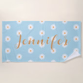 Personalized Daisy Beach Towel, Custom Beach Towel ビーチタオル (正面)