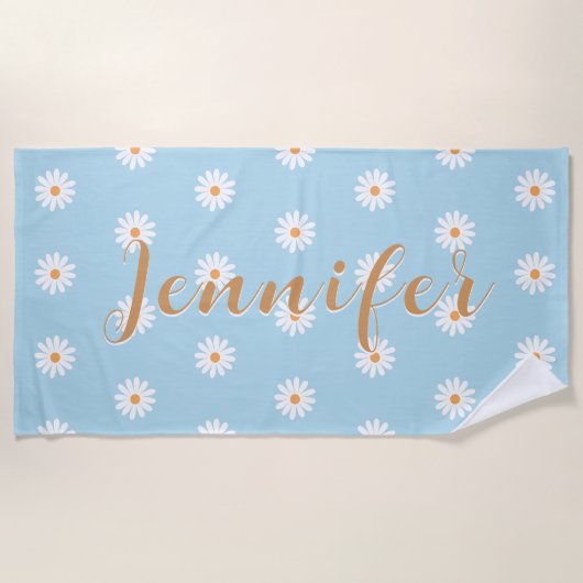 Personalized Daisy Beach Towel, Custom Beach Towel ビーチタオル (正面)