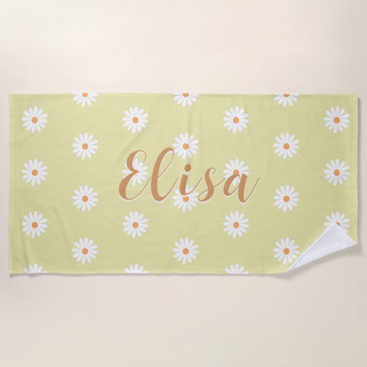 Personalized Daisy Beach Towel, Custom Beach Towel ビーチタオル (正面)