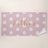 Personalized Daisy Beach Towel, Custom Beach Towel ビーチタオル (正面)