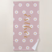 Personalized Daisy Beach Towel, Custom Beach Towel ビーチタオル (正面)