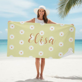 Personalized Daisy Beach Towel, Custom Beach Towel ビーチタオル