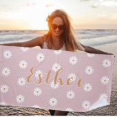Personalized Daisy Beach Towel, Custom Beach Towel ビーチタオル