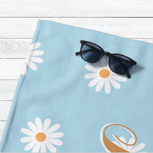 Personalized Daisy Beach Towel, Custom Beach Towel ビーチタオル