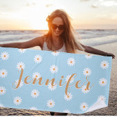 Personalized Daisy Beach Towel, Custom Beach Towel ビーチタオル