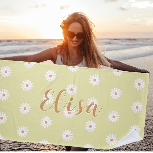 Personalized Daisy Beach Towel, Custom Beach Towel ビーチタオル