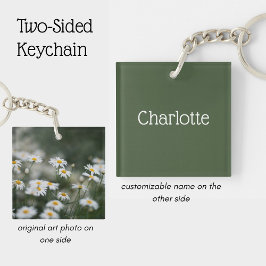 Personalized Daisy & Cottagecore Sage Green name キーホルダー