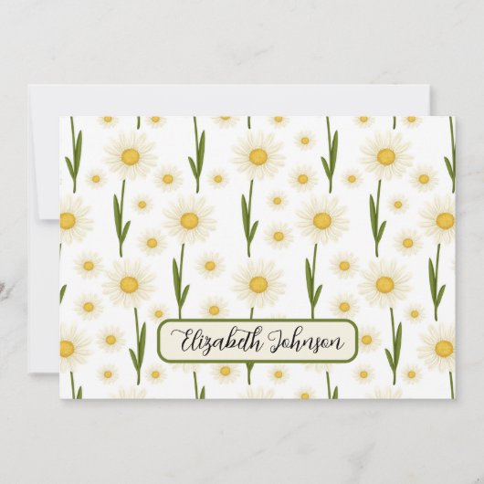 Personalized Daisy Floral Botanical Note Card ノートカード (正面)