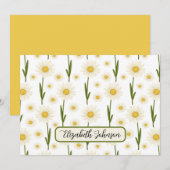 Personalized Daisy Floral Botanical Note Card ノートカード (正面/裏面)