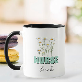 Personalized Daisy Flowers Nurse Coffee Mug  マグカップ
