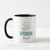 Personalized Daisy Flowers Nurse Coffee Mug  マグカップ (左)