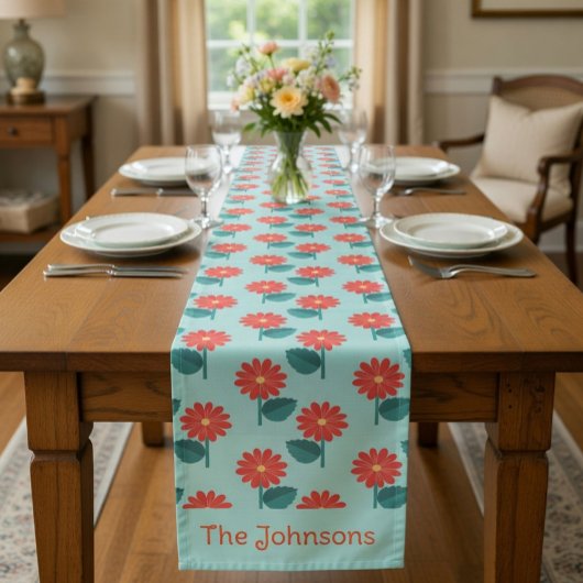 Personalized Daisy Pattern Table Runner ショートテーブルランナー