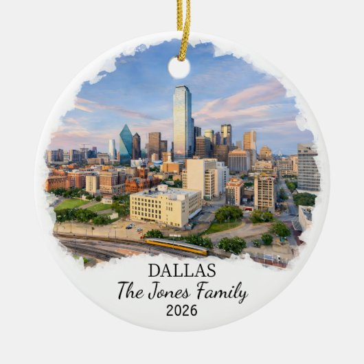 Personalized Dallas Ornament, Custom Texas セラミックオーナメント (正面)