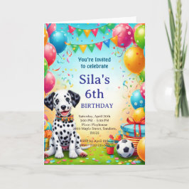 Personalized Dalmatian Birthday Invitation カード