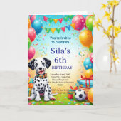 Personalized Dalmatian Birthday Invitation カード (黄色い花)