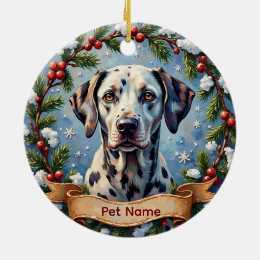 Personalized Dalmatian Christmas セラミックオーナメント (裏面)