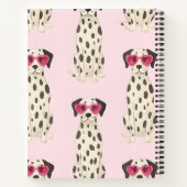 Personalized Dalmatian Dog with Pink Heart Glasses ノートブック (裏面)