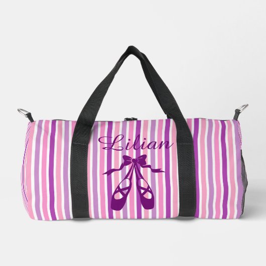 Personalized Dance Bag with Name Purple Ballet  ダッフルバッグ (正面)