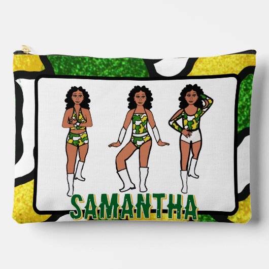 Personalized Dancer Green Yellow Camo #2 アクセサリーポーチ (正面)