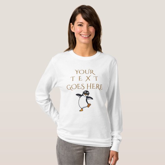 Personalized Dancing Penguin Custom Text Tシャツ (正面フル)