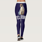 Personalized Dark Blue Cute Siamese Cat Pet Photo レギンス (裏面)