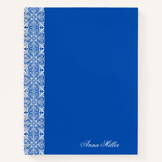 Personalized Dark Blue Floral Notebook   ノートブック (正面)