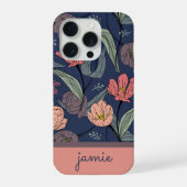 Personalized Dark Floral Tulip Pattern Phone Case iPhoneケース (裏面)