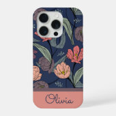 Personalized Dark Floral Tulip Pattern Phone Case iPhoneケース (裏面)
