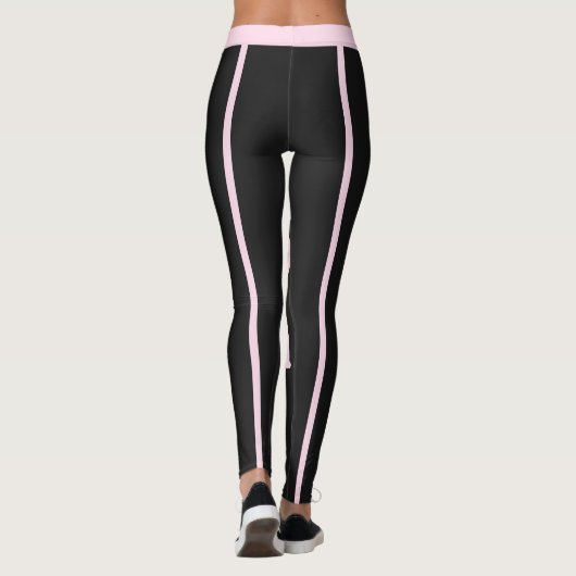 Personalized Dark Grey Light Pink Stripes Pet Cat  レギンス (裏面)