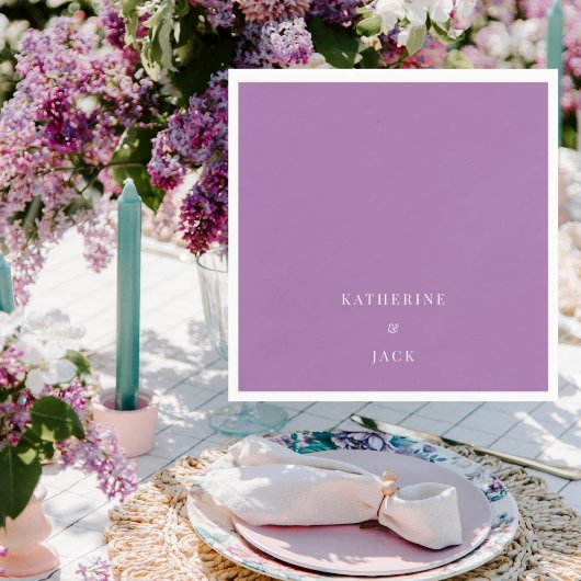 Personalized Dark Lavender Wedding Cocktail スタンダードカクテルナプキン