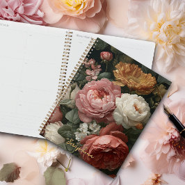 Personalized Dark Moody Vintage Floral Notebook  プランナー手帳