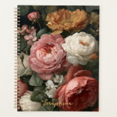 Personalized Dark Moody Vintage Floral Notebook  プランナー手帳 (正面)