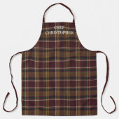 Personalized Dark Plaid Chef Apron エプロン (正面)