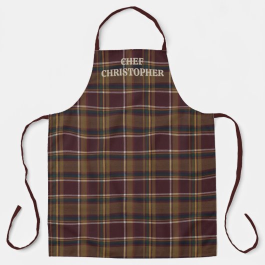 Personalized Dark Plaid Chef Apron エプロン (正面)