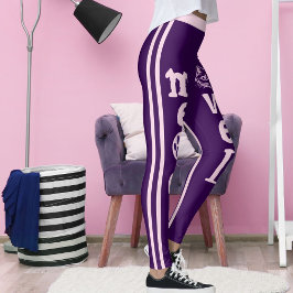 Personalized Dark Purple Pink Stripes Pet Cat  レギンス