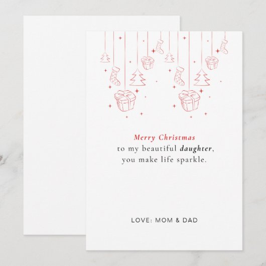  Personalized Daughter Christmas Card シーズンカード (正面/裏面)