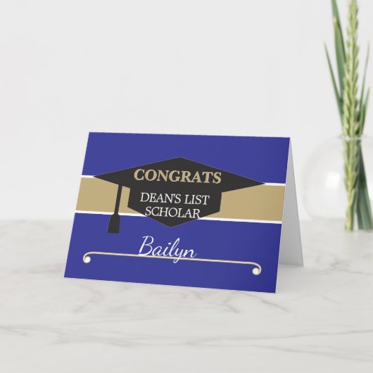 Personalized DEAN'S LIST Scholar congrats card カード (正面)