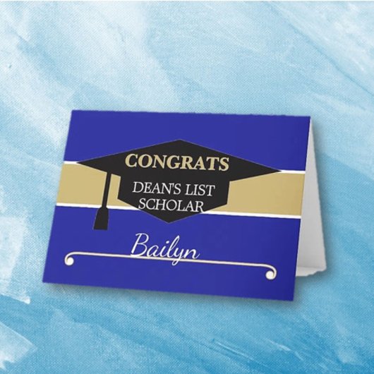 Personalized DEAN'S LIST Scholar congrats card カード