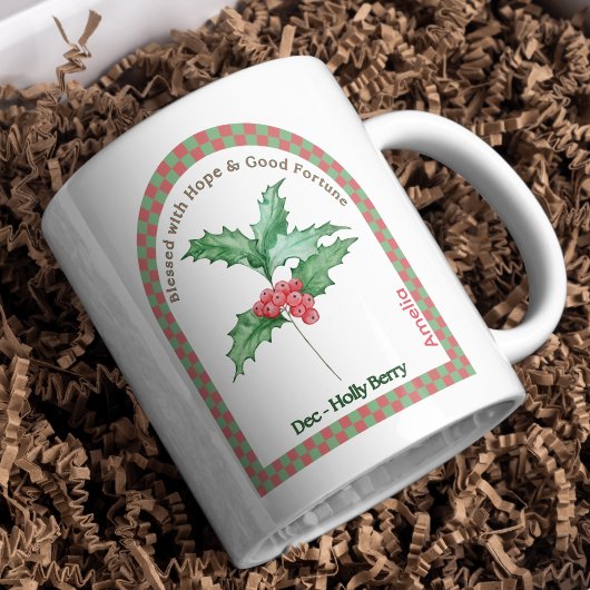 Personalized December Birth Month Flower コーヒーマグカップ