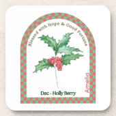 Personalized December Birth Month Flower Coaster コースター (正面)