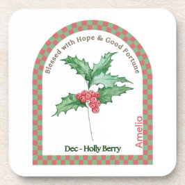 Personalized December Birth Month Flower Coaster コースター